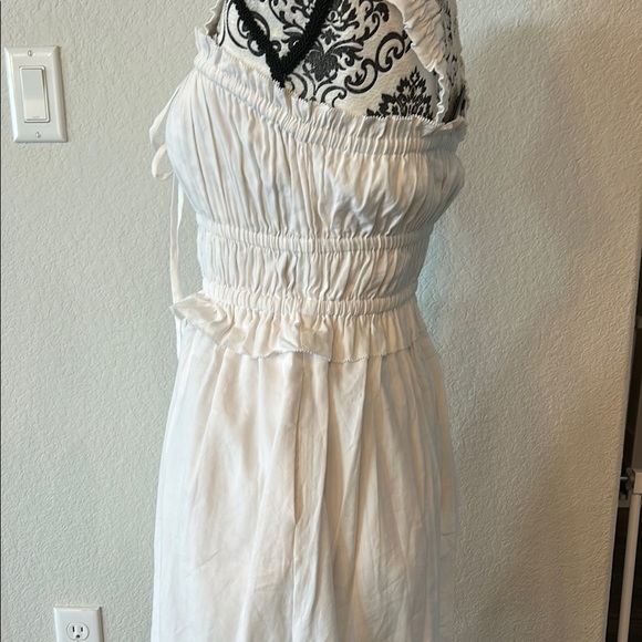 All Saints White linen Smocked Mini Sundress